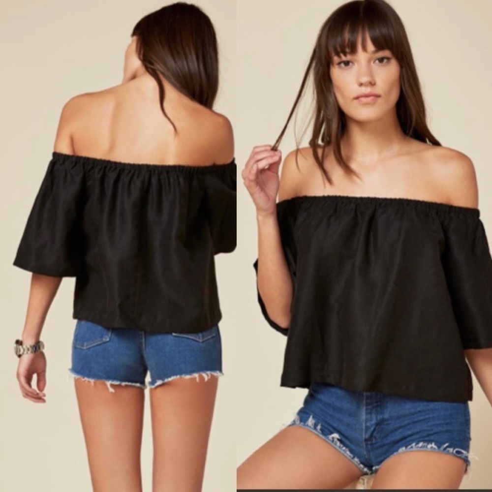 Reformation Linen Blend Off Shoulder Top
